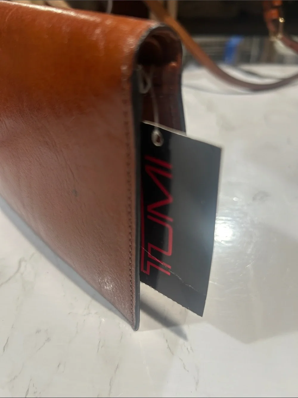 Tumi Cognac Brown Leather Card & Passport Holder wallet organizer